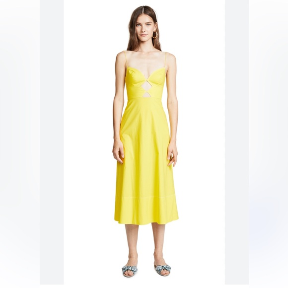 Saloni yellow cotton midi dress size UK 10/US 6 - Picture 1 of 7